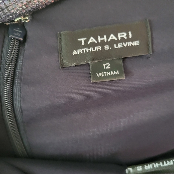 TAHARI Arthur S. Levine Metallic Blue Cap Sleeve Gathered Formal Dress Sz 12 - Picture 5 of 8